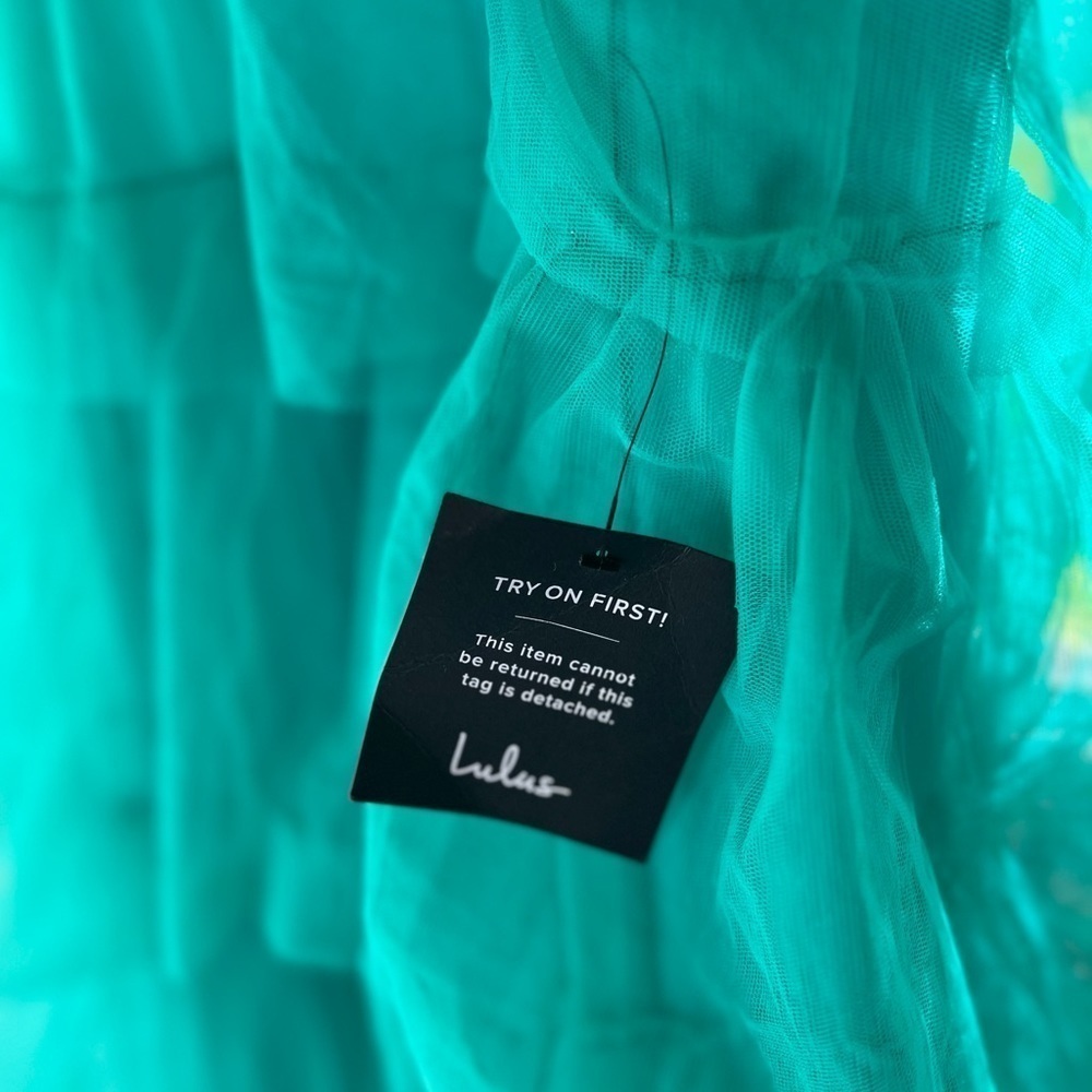 Rule the Runway Teal Green Tulle Bustier Tiered Maxi Dress - Picture 7 of 11